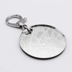Sale HappyBulle Porte-clés personnalisé gravé acrylique argent médaille ronde 50 mm 