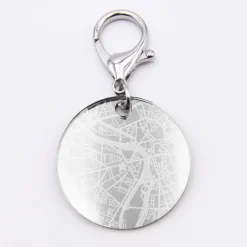 Sale HappyBulle Porte-clés personnalisé gravé acrylique argent médaille ronde 50 mm 