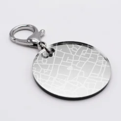 Sale HappyBulle Porte-clés personnalisé gravé acrylique argent médaille ronde 50 mm 