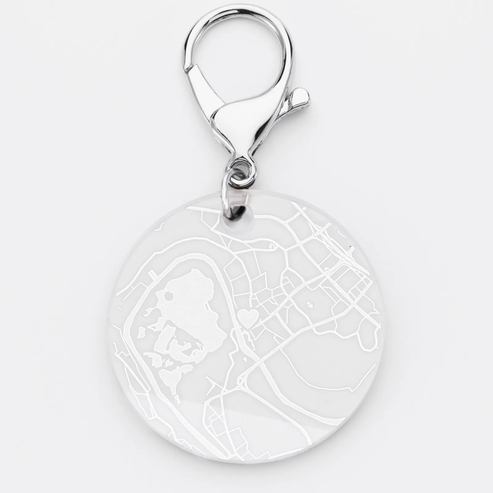 Discount HappyBulle Porte-clés personnalisé gravé médaille ronde 50 mm "Géo map" Acrylique