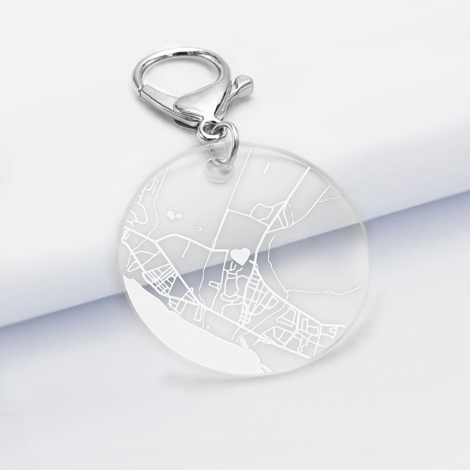 Discount HappyBulle Porte-clés personnalisé gravé médaille ronde 50 mm "Géo map" Acrylique