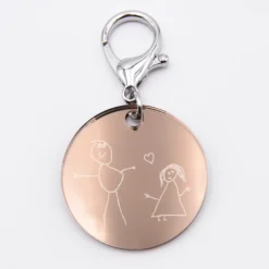 Outlet HappyBulle Porte-clés personnalisé gravé acrylique gold médaille ronde 50 mm Miroir rose