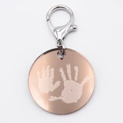 Outlet HappyBulle Porte-clés personnalisé gravé acrylique gold médaille ronde 50 mm Miroir rose