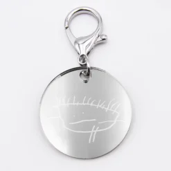 Online HappyBulle Porte-clés personnalisé gravé acrylique argent médaille ronde 50 mm Miroir