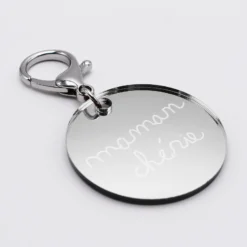 Online HappyBulle Porte-clés personnalisé gravé acrylique argent médaille ronde 50 mm Miroir