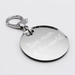 Online HappyBulle Porte-clés personnalisé gravé acrylique argent médaille ronde 50 mm Miroir