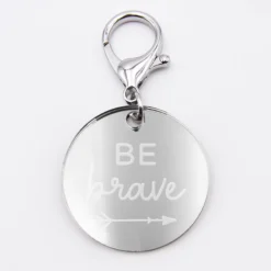 Online HappyBulle Porte-clés personnalisé gravé acrylique argent médaille ronde 50 mm Miroir