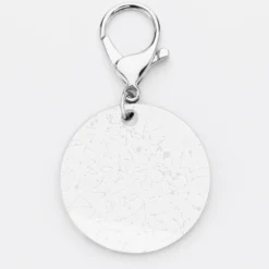 Sale HappyBulle Porte-clés personnalisé gravé acrylique médaille ronde 50 mm "Carte du ciel étoilé" version white