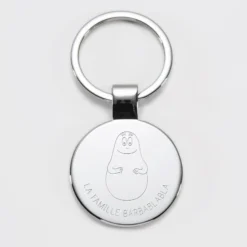 Outlet HappyBulle Porte-clés personnalisé gravé acier rond 37 mm - x Barbapapa