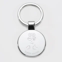 Outlet HappyBulle Porte-clés personnalisé gravé acier rond 37 mm - x Barbapapa