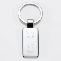 Hot HappyBulle Porte-clés personnalisé gravé acier rectangle 41x22 mm - x Barbapapa