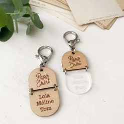 Online HappyBulle Porte-clés personnalisé gravé bi-matière bois 55 mm - édition spéciale "" Papa