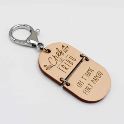 Online HappyBulle Porte-clés personnalisé gravé bi-matière bois 55 mm - édition spéciale 