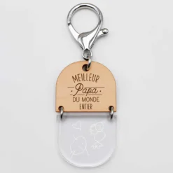 Online HappyBulle Porte-clés personnalisé gravé bi-matière bois 55 mm - édition spéciale 