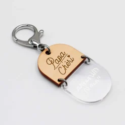 Online HappyBulle Porte-clés personnalisé gravé bi-matière bois 55 mm - édition spéciale 
