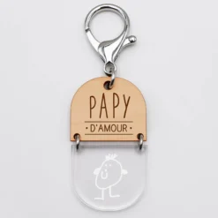 Hot HappyBulle Porte-clés personnalisé gravé bi-matière bois 55 mm - édition spéciale 