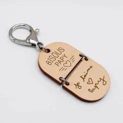 Hot HappyBulle Porte-clés personnalisé gravé bi-matière bois 55 mm - édition spéciale 