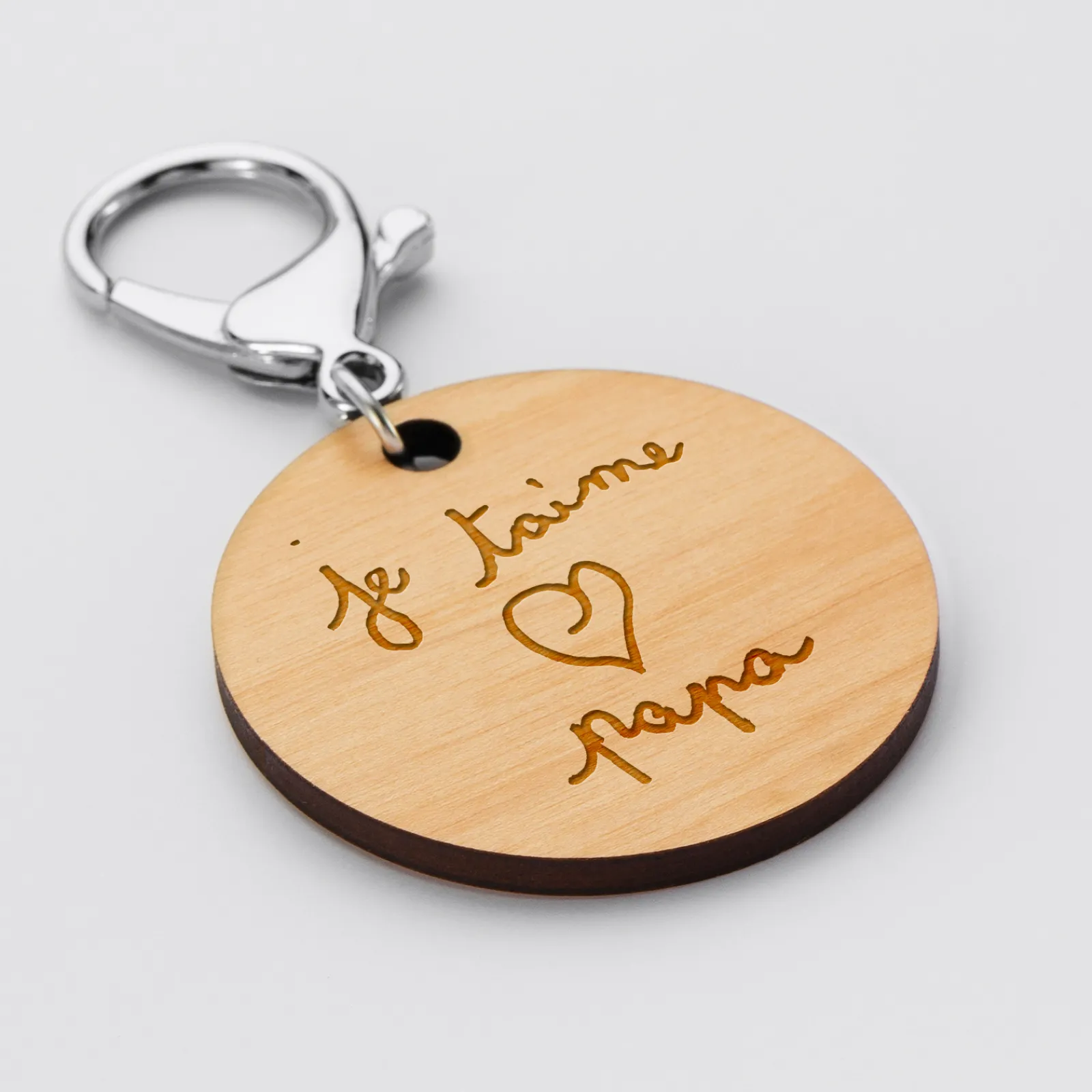 Discount HappyBulle Porte-clés personnalisé gravé médaille ronde 50 mm Bois