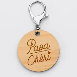 Discount HappyBulle Porte-clés personnalisé gravé médaille ronde 50 mm Bois