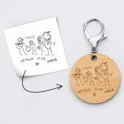 Discount HappyBulle Porte-clés personnalisé gravé médaille ronde 50 mm Bois