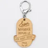 Discount HappyBulle Porte-clés personnalisé gravé bois médaille ovale 58x43 mm - "Super maman depuis"