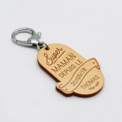 Discount HappyBulle Porte-clés personnalisé gravé bois médaille ovale 58x43 mm -