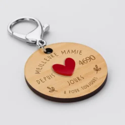 Clearance HappyBulle Porte-clés personnalisé gravé bois médaille 50 mm
