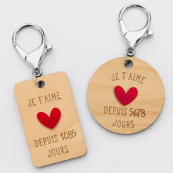 Clearance HappyBulle Porte-clés personnalisé gravé bois médaille 50 mm