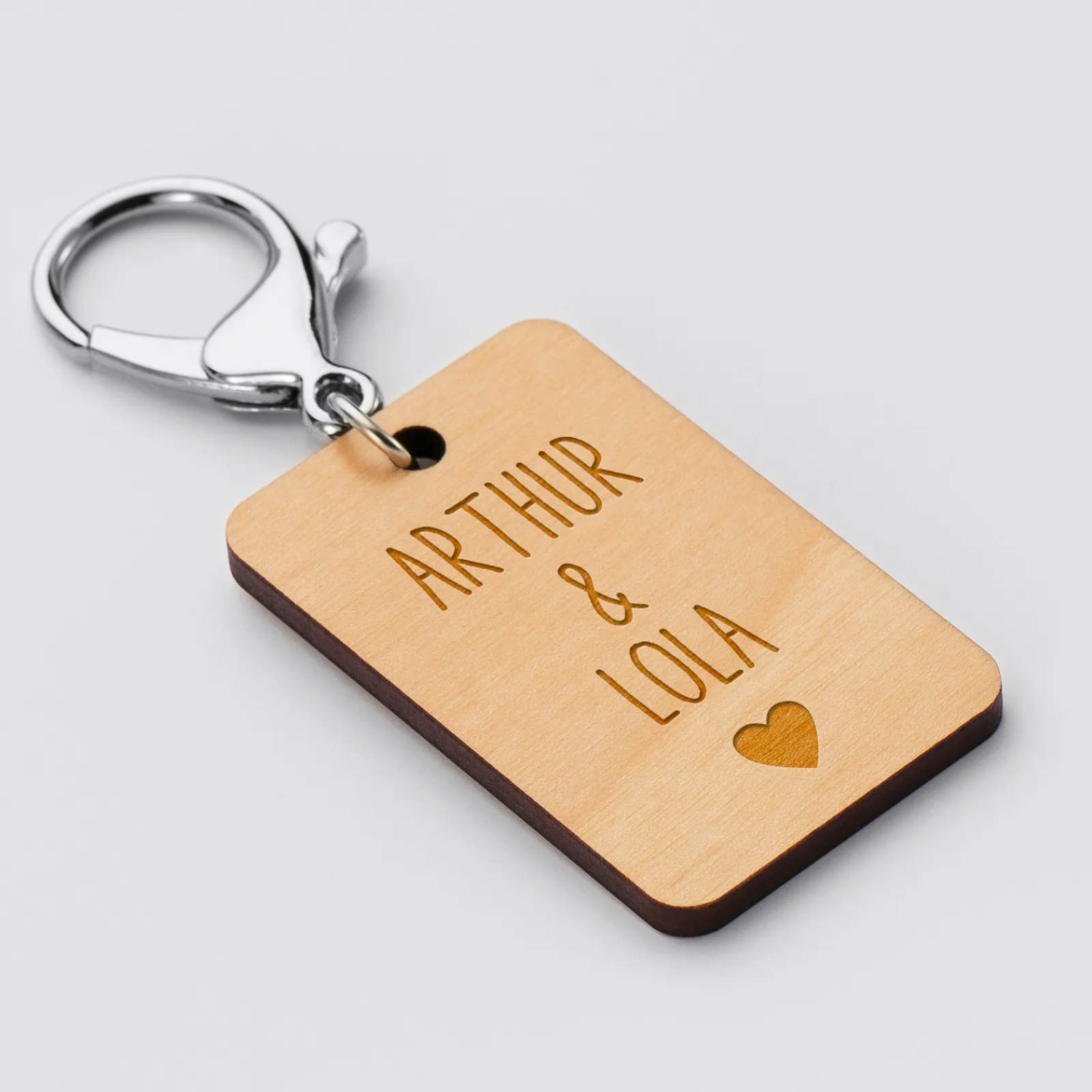 Clearance HappyBulle Porte-clés personnalisé gravé bois médaille 50 mm "Je t'aime depuis..." et coeur acrylique rouge