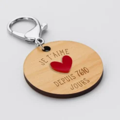 Clearance HappyBulle Porte-clés personnalisé gravé bois médaille 50 mm