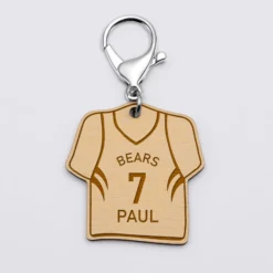 HappyBulle Porte-clés personnalisé gravé bois Maillot de 50x50 mm Basket