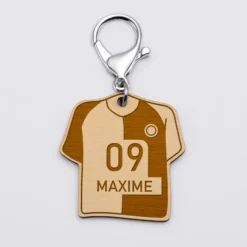 Clearance HappyBulle Porte-clés personnalisé gravé bois Maillot de 50x50 mm Football