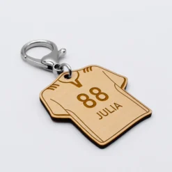 Online HappyBulle Porte-clés personnalisé gravé bois Maillot de multi 50x50 mm Sport