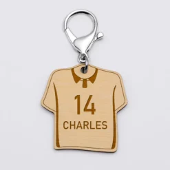 Online HappyBulle Porte-clés personnalisé gravé bois Maillot de multi 50x50 mm Sport