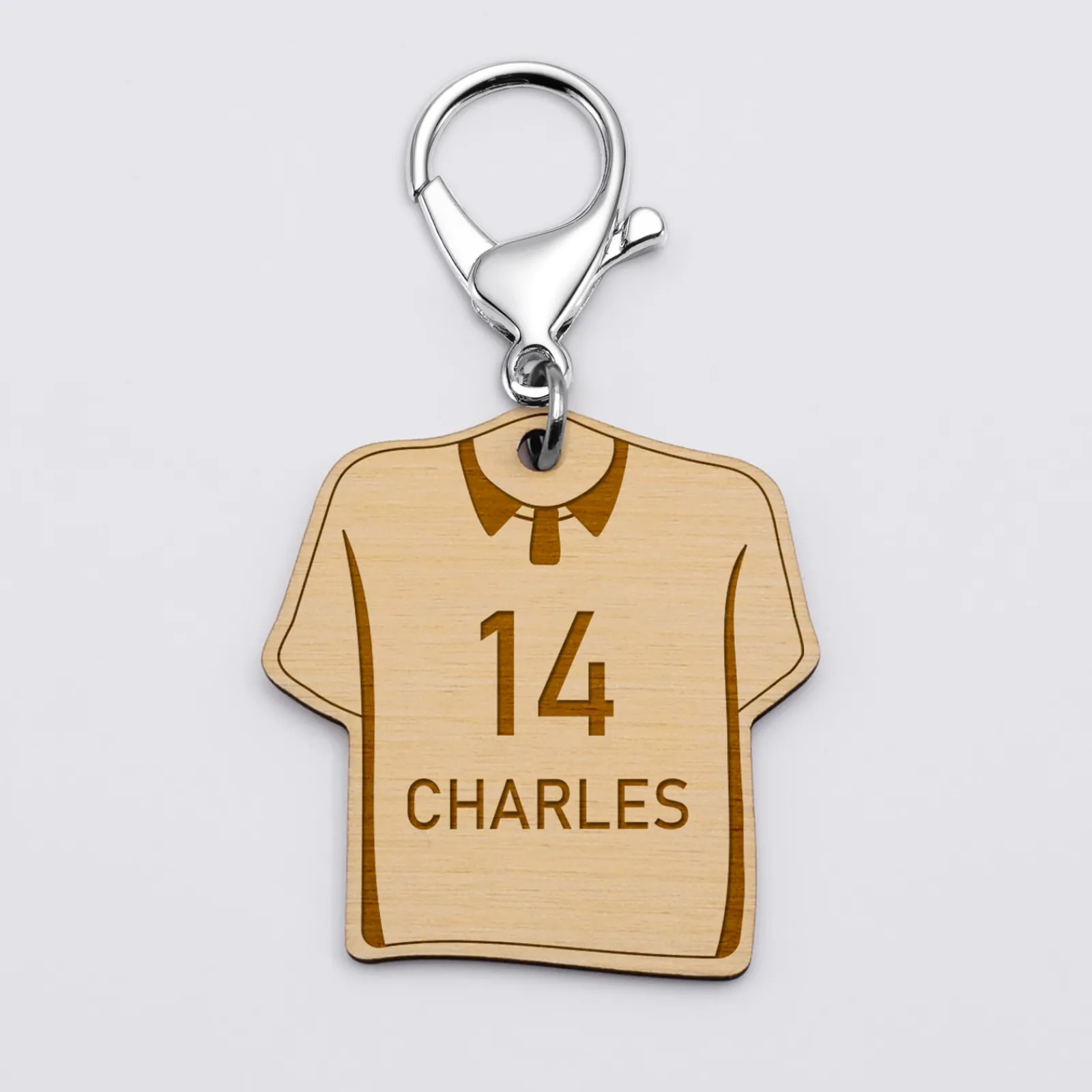 Online HappyBulle Porte-clés personnalisé gravé bois Maillot de multi 50x50 mm Sport