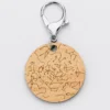Sale HappyBulle Porte-clés personnalisé gravé bois médaille ronde 50 mm "Carte du ciel étoilé"