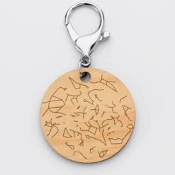 Sale HappyBulle Porte-clés personnalisé gravé bois médaille ronde 50 mm