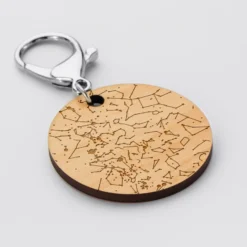 Sale HappyBulle Porte-clés personnalisé gravé bois médaille ronde 50 mm