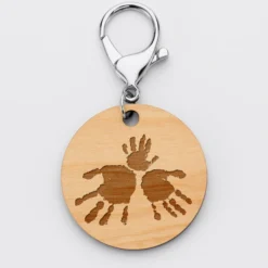Sale HappyBulle Porte-clés personnalisé gravé bois médaille ronde 50 mm