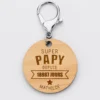 Online HappyBulle Porte-clés personnalisé gravé bois médaille ronde 50 mm - "Super papy depuis"