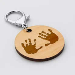 Online HappyBulle Porte-clés personnalisé gravé bois médaille ronde 50 mm - 