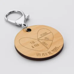 Outlet HappyBulle Porte-clés personnalisé gravé bois médaille ronde 50 mm - édition spéciale 