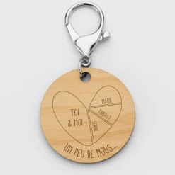 Outlet HappyBulle Porte-clés personnalisé gravé bois médaille ronde 50 mm - édition spéciale 