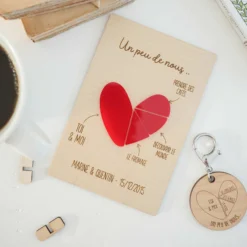 Outlet HappyBulle Porte-clés personnalisé gravé bois médaille ronde 50 mm - édition spéciale 