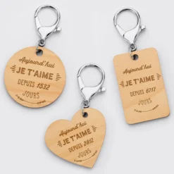New HappyBulle Porte-clés personnalisé gravé bois médaille 50 mm 