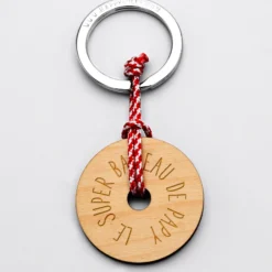 Outlet HappyBulle Porte-clés personnalisé gravé bois médaille ronde 40 mm - édition spéciale 