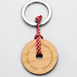 Outlet HappyBulle Porte-clés personnalisé gravé bois médaille ronde 40 mm - édition spéciale 