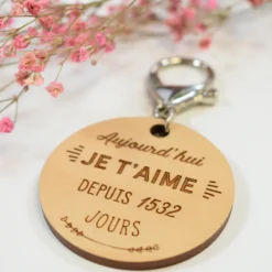 Outlet HappyBulle Porte-clés personnalisé gravé bois médaille 50 mm 