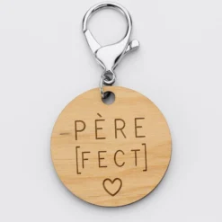 Best HappyBulle Porte-clés personnalisé gravé bois médaille ronde 50 mm - Nos petits imparfaits