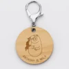 Hot HappyBulle Porte-clés personnalisé gravé bois médaille ronde 50 mm - x Barbapapa
